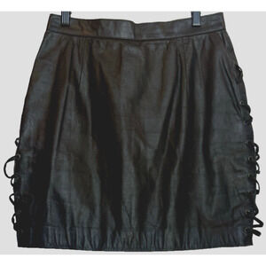 EasyRiders Lace Up Leather Mini Skirt Size S Black Biker Sexy Edgy Hot Chick